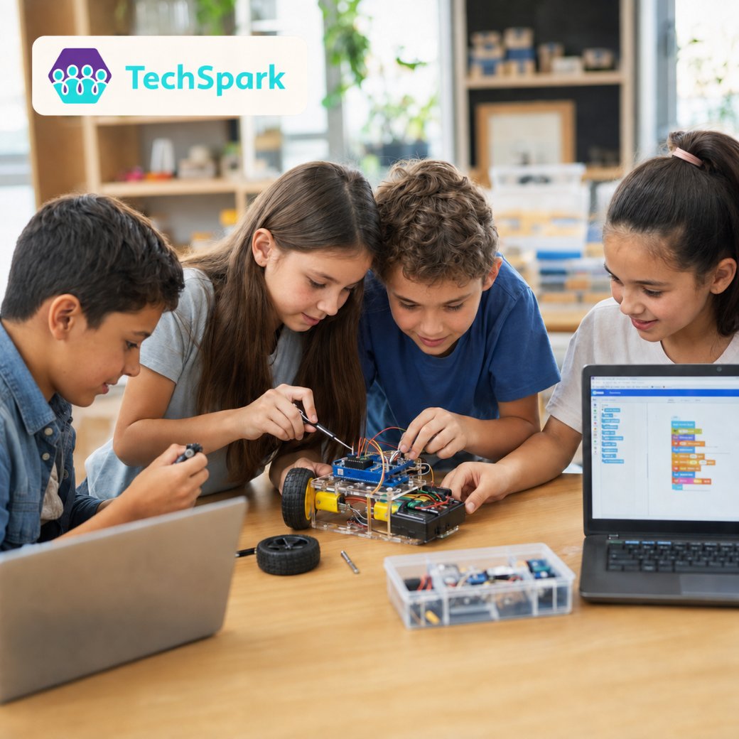 Инженерная мастерская TechSpark: дети собирают робота